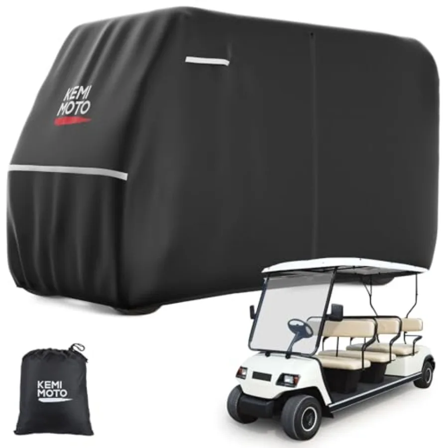 

600D Waterproof Golf Cart Cover Universal Heavy Duty Large 6-Seater Golf Cart Rain Cover with Storage Bag Compatible with EZGO