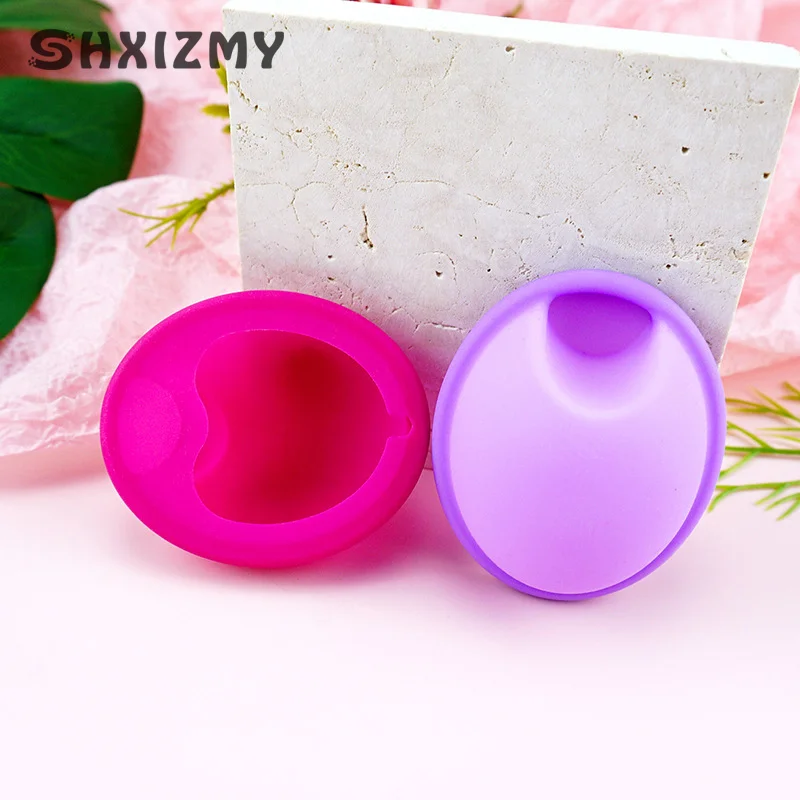 Disco menstrual de silicone reutilizável para mulheres, design plano, extra fino, menstrual com aba de puxar, esterilização, 1pc