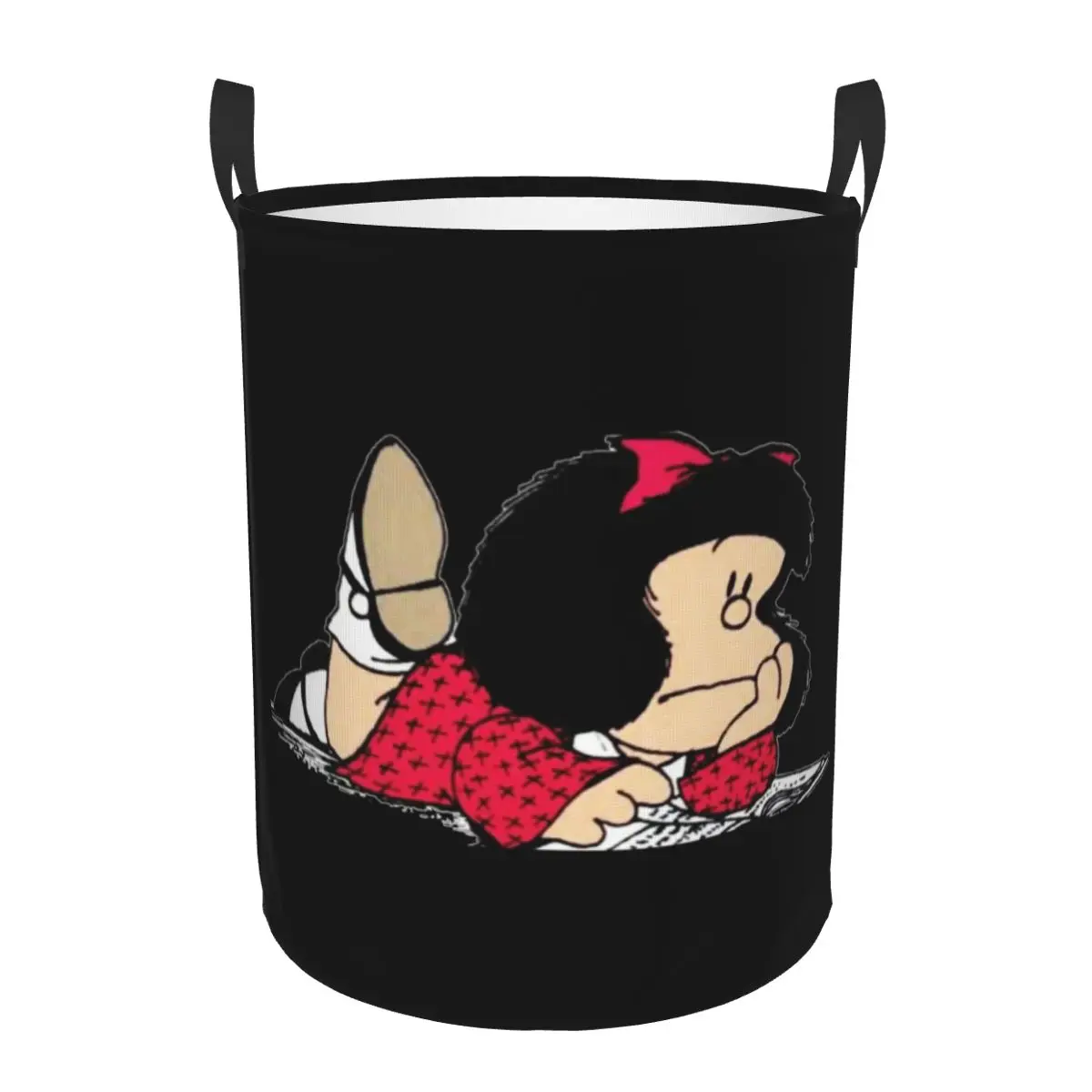 

Симпатичная корзина для белья Mafalda, складная Серебристая корзина для хранения игрушек Quino одежда с изображением комиксов, корзина для детской комнаты