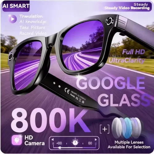 Imagen 1 del producto Nueva actualización de gafas inteligentes con cámara, grabación de vídeo, reconocimiento de fotos AI, Bluetooth, traducción de llamadas, gafas de sol de voz para hombres y mujeres
