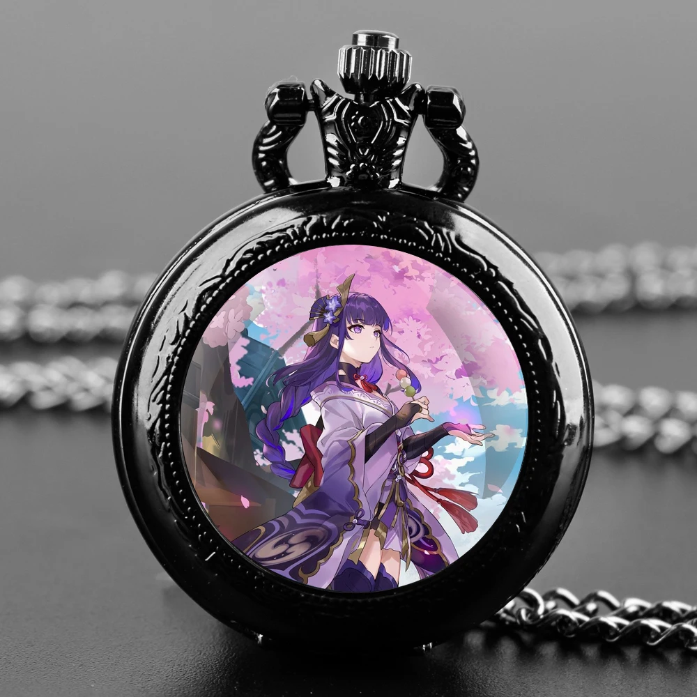 Genshin Impact Crystal-Domed Quartz Pocket Watch With Sturdy Chain And Bold Arabic Numerals A Marvelous Gift For Game Lover
