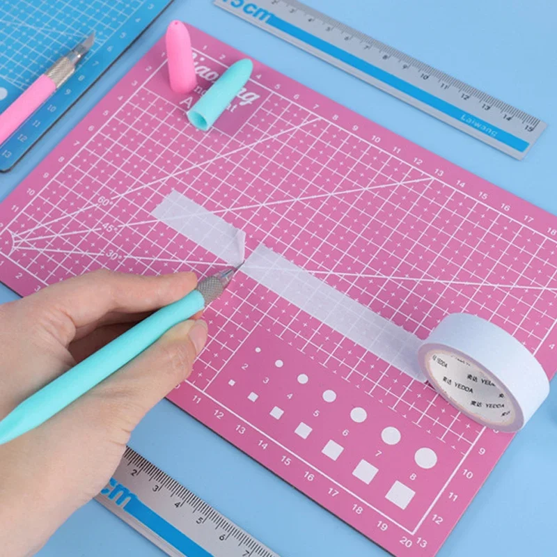 New 3pcs/Set A5 Cutting Pad Thickness 3mm Paper Cutting Art Carving Plate DIY Cutting Mat Set Scale Pad with Ruler Knifetool
