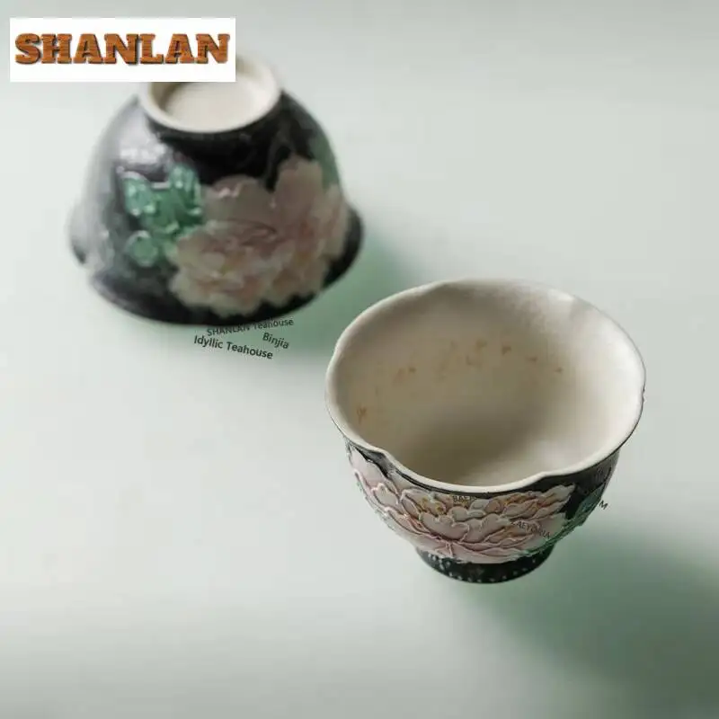 Hand Painted Night Bloom Peony Tea Set Complete Set Luxury Tea Ceremony Set Tea Brewing Teapot And Tea Cup Set Drinkware Craft
