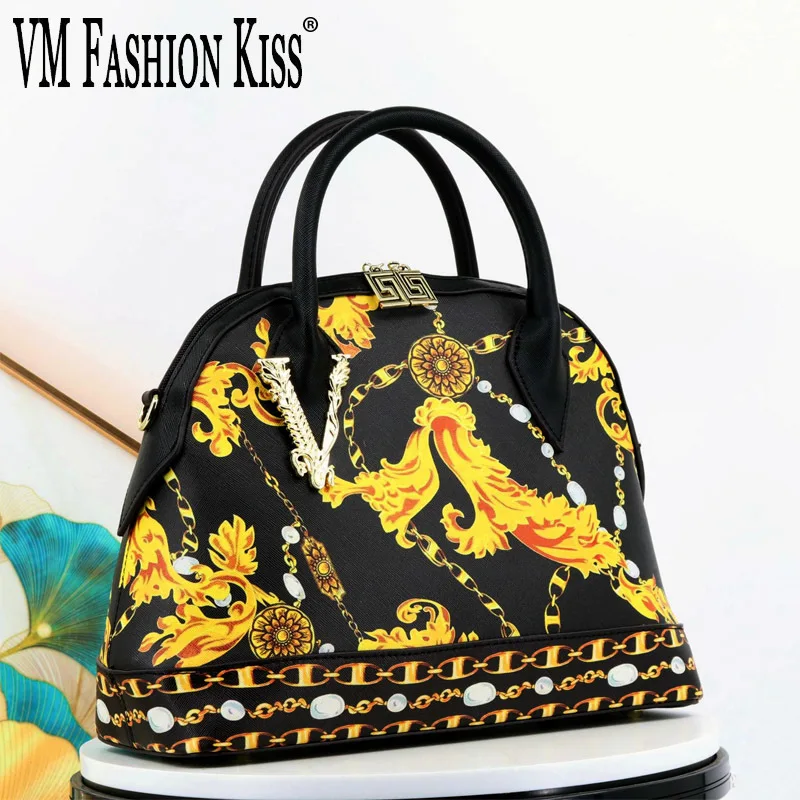 VM FASHION KISS Large Capacity Women\'s Shell Handbags 2024 European And American Printed Crossbody Bag Women Shoulder Bag