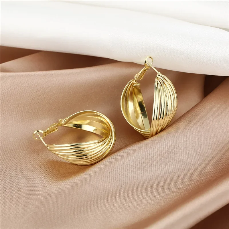 Fashion Korean Cold Color Multi Layer Winding Simple Circle Hoop Earrings Jewelry Accessory Earrings For Women Custom Jewelry