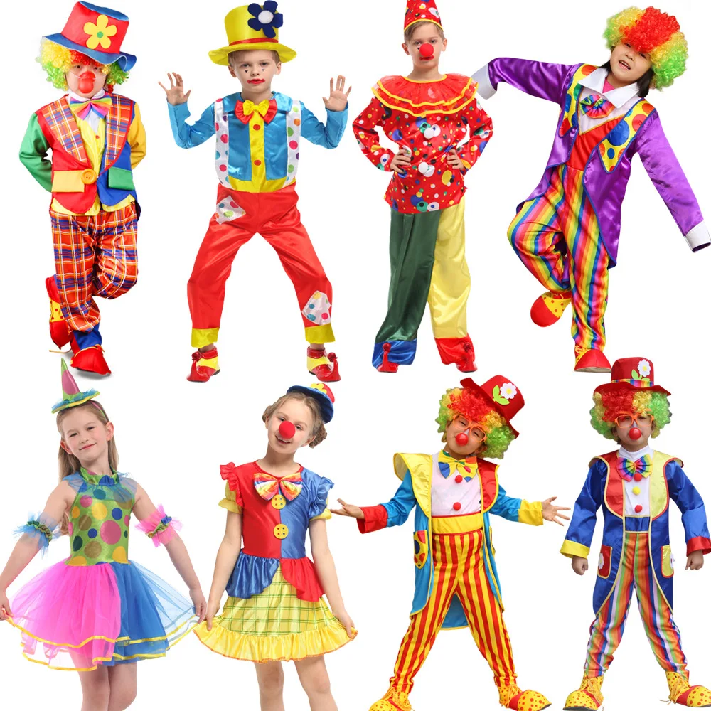 

Halloween Children's Performance Costume Makeup Dance Performance Clothes Unisex Clown Outfit Stage Performance Apparel