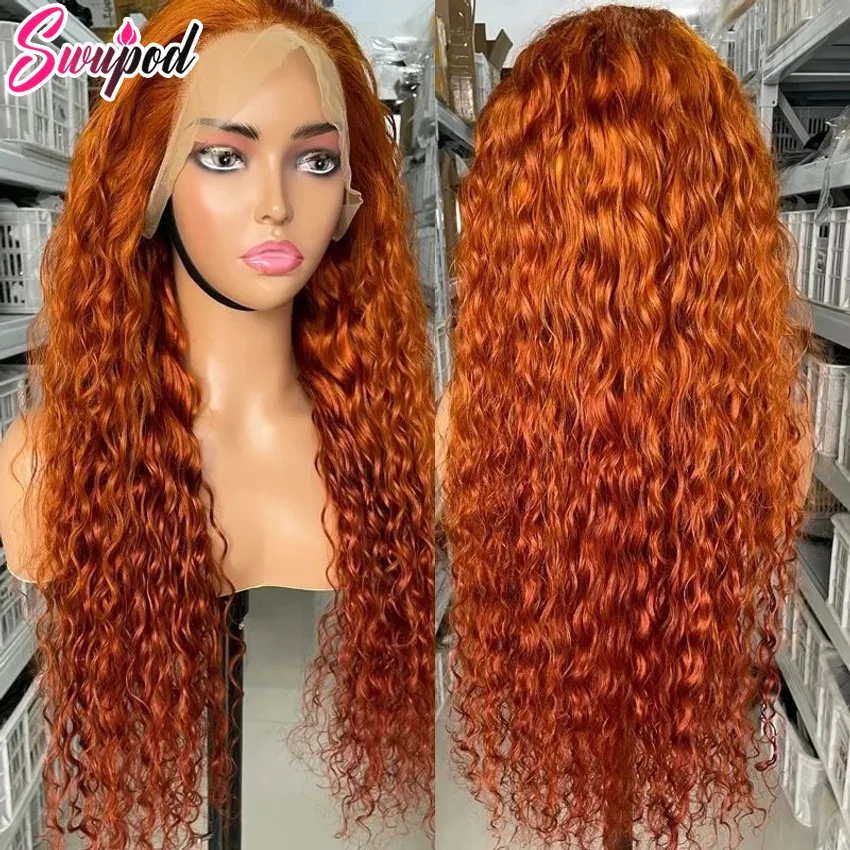 Pelucas delanteras de color naranja jengibre HD 13x4 13x6, peluca Frontal de encaje transparente, hueso del cabello humano profundo 360, peluca con malla Frontal de cabello humano completo