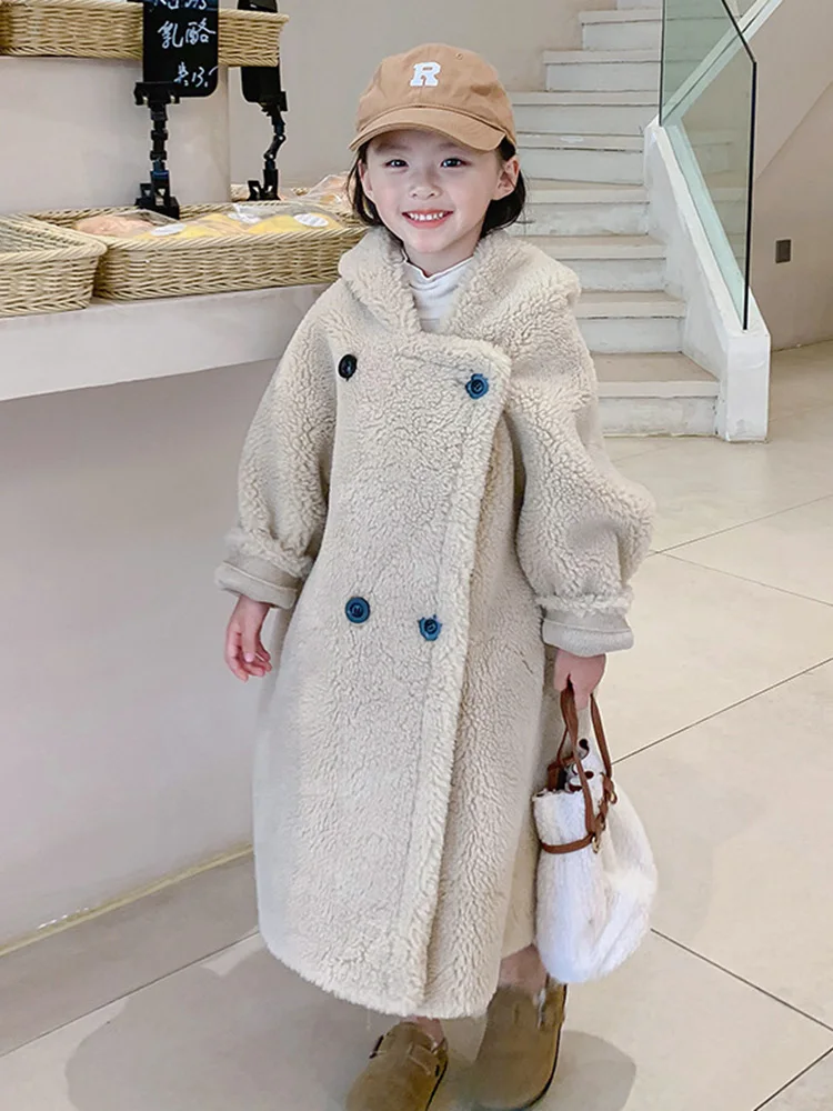 Children's Wool Coat 2022 Winter New Teddy Boys and Girls Lamb Fur Coat Baby Thickened Top