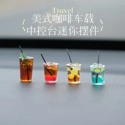Car Ornament Mini Beverage Cup Ice American Coffee Ice Black Tea Healing Car Center Console Decoration Mini Ornament Adorns