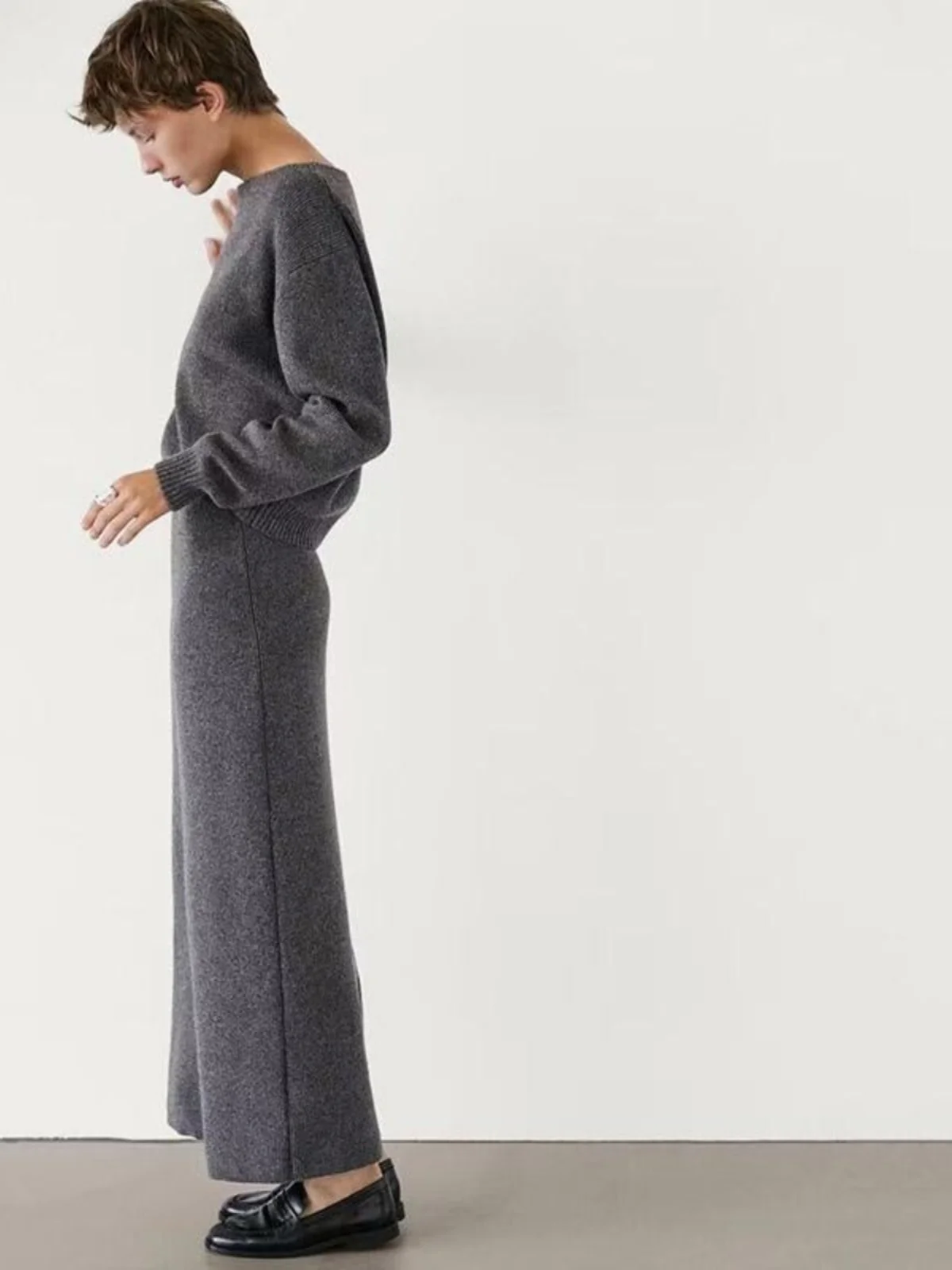 Damska dzianina MD, sweter, casualowa spódnica o prostym kroju, idealna na jesień i zimę, nowość, do pracy, długa, regulowana...