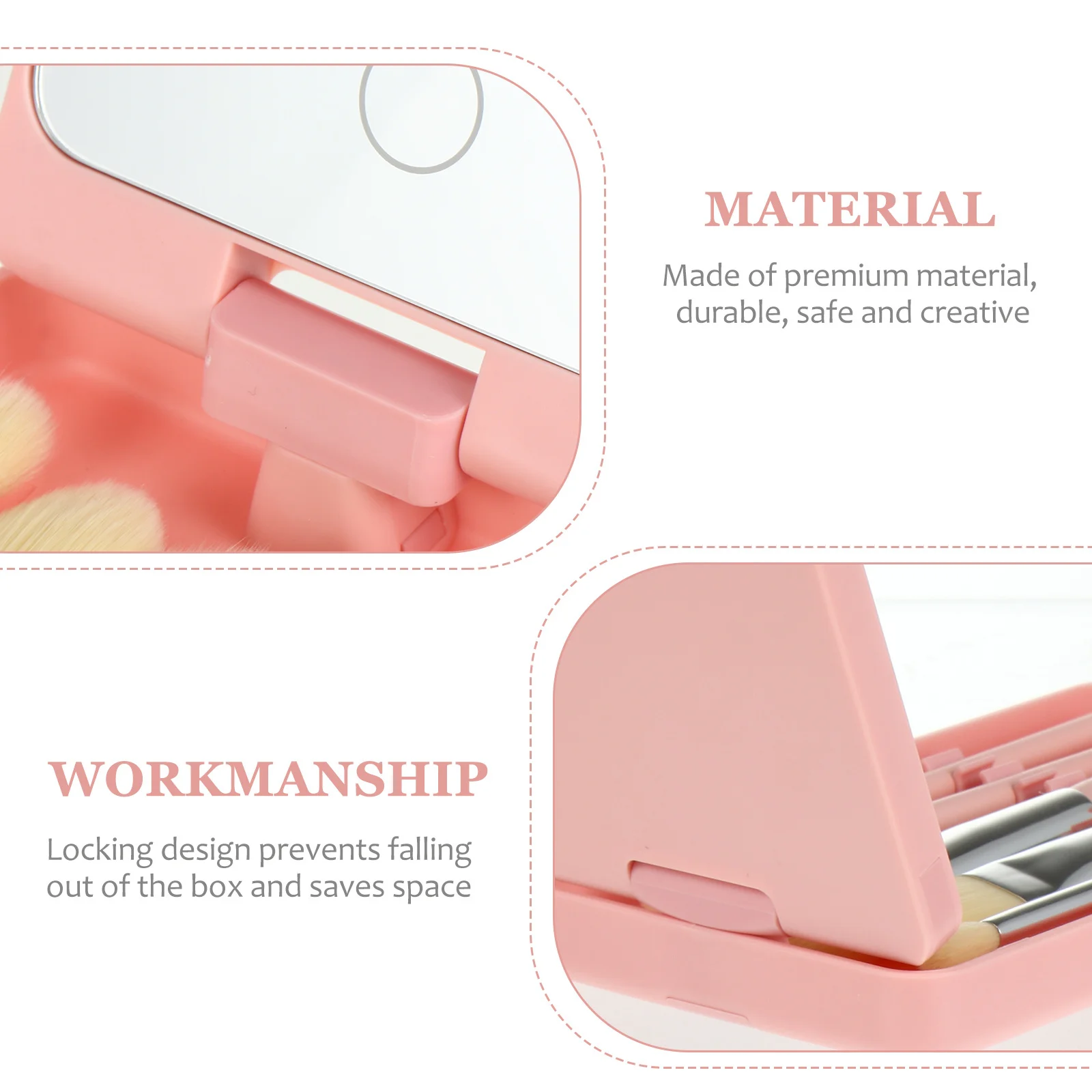 5Pcs Makeup Mirror Set LED Light Folding Travel Mirror with Brush Storage Rotatable Compact Vanity for Women Girls Gift