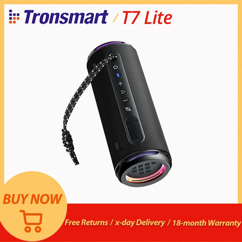 Tronsmart T7 Lite Haut-parleur Bluetooth portable avec basses améliorées, autonomie 24 heures, contrôle par application, pour le camping