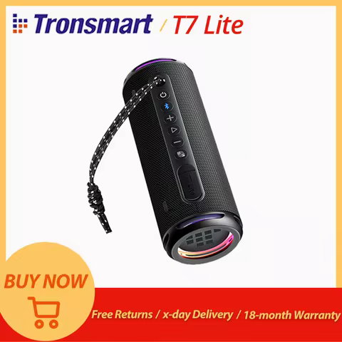 Tronsmart T7 Lite Speaker Portable Bluetooth Speaker with Enhanced Bass, 24H Playtime, APP Control, for Camping