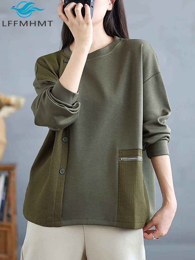 

Осень-зима модный свободный крой женский пуловер с длинными рукавами хорошего качества простые базовые асимметричные топы на пуговицах женские