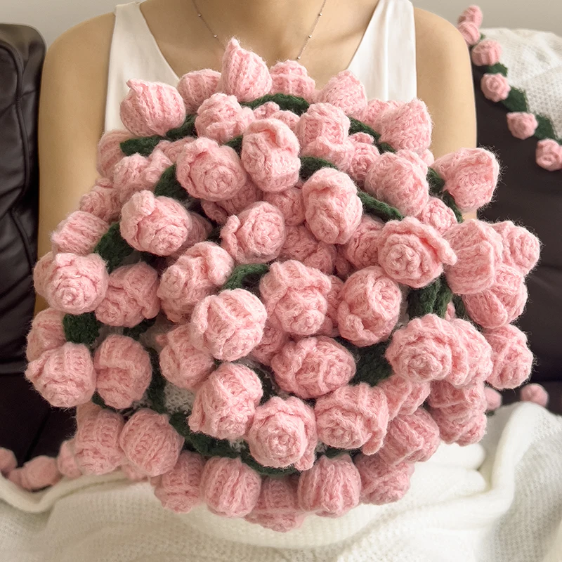 

Толстое одеяло для тепла зимой, букет роз, цветочное одеяло, вязаное из шерсти, подарок крючком, подарок на День святого Валентина