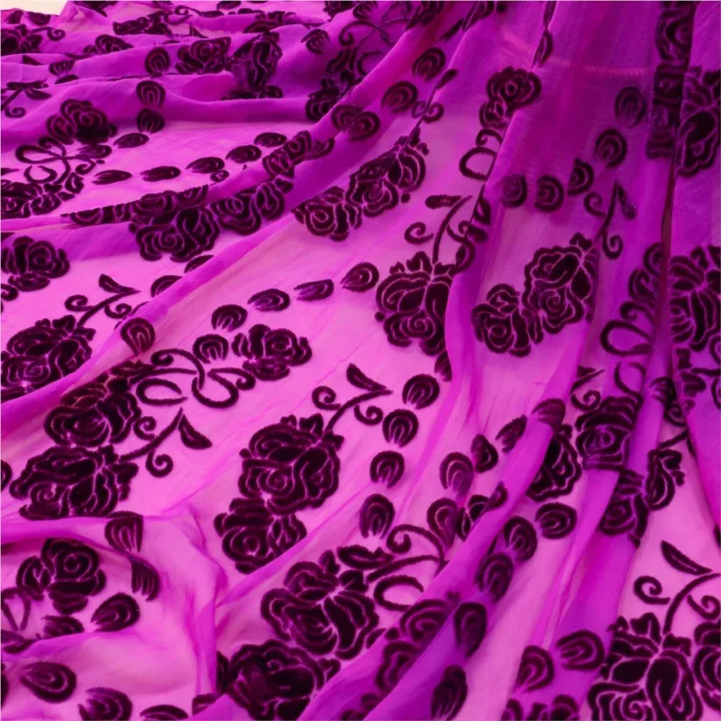 Woven velvet brocade viscose one-color rotten flower and burnt fabric sleeping dress cheongsam