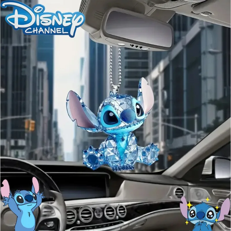 

Disney Kawaii Stitch Pendant 2D Car Acrylic Ornament Children School Bag Charm Cute Cartoon Anime Figures Toy Kids Birthday Gift