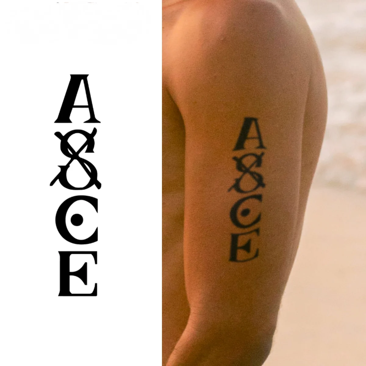 One Piece ACE temporary tattoo sticker, waterproof magic tattoo, lasts to 15 days fake tattoo, semi permanent tattoo