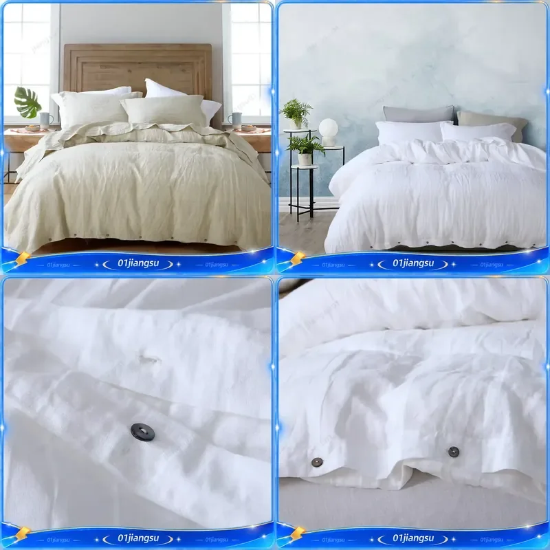100% French Linen Duvet Cover Queen Size Natural Soft Breathable Bedding Set Comfortable Quilt Cover Healthy Home Textiles
