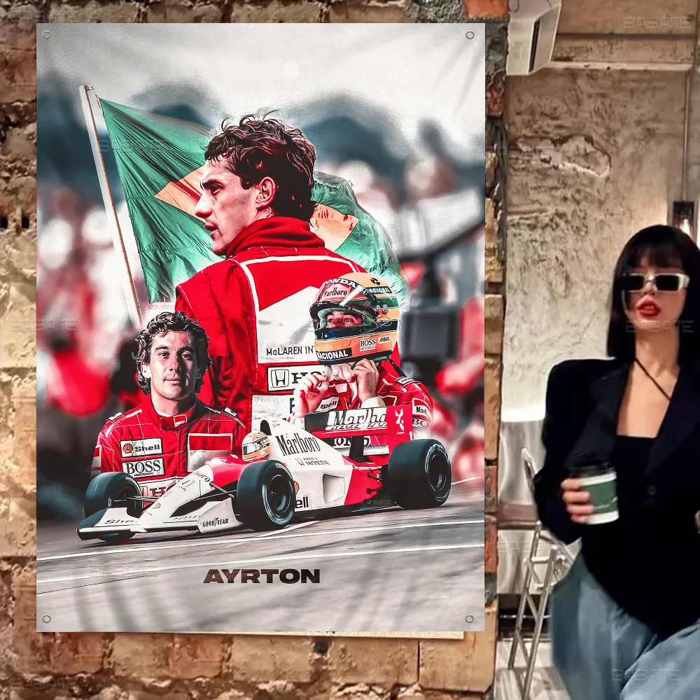 Ayrton Senna Racer Banner INS Style Outdoor Party Decoration Atmosphere Flag