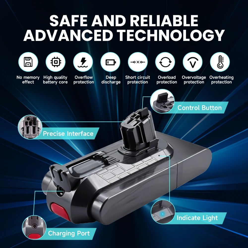 25.2V 8.0ah Battery for Dyson V11 SV15 SV14 Series V11 Absolute V11 Fluffy  V11 Extra V15 Detect Absolute Vacuum Cleaner Animal - view 3