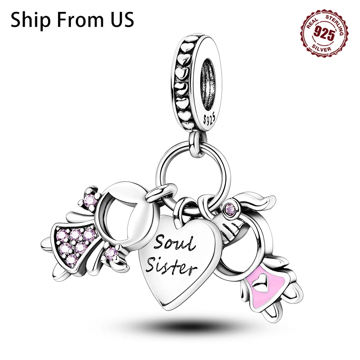 Hot Sale 925 Sterling Silver Sisters Series Pendant Beads Fit Original Pandora Bracelets Charms Jewelry Fine Gifts Accessories