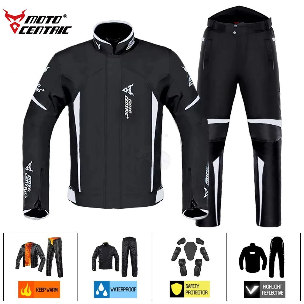 

Men Women Winter Style Warm Motorcycle Jacket Pants Night High Visible Motorbike Riding Coat Waterproof Off-road Racing Suit