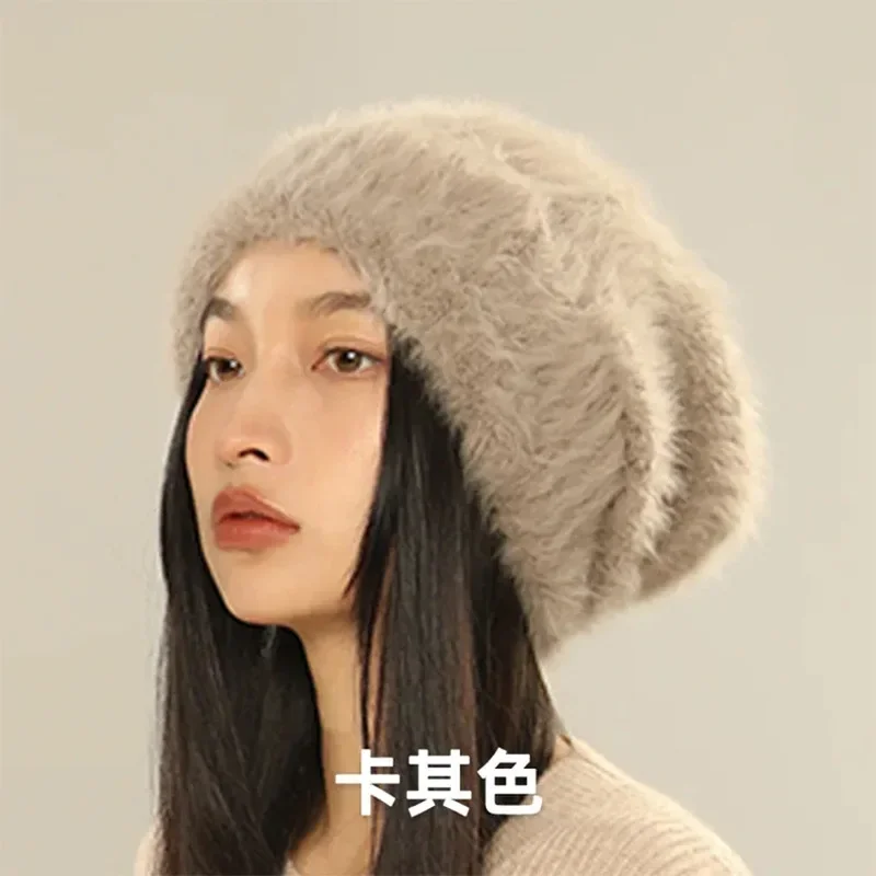 Large Size 2024 New Hot Selling Winter Hat Rabbit Fur Winter Hats for Women Fashion Warm Beanie Hats Solid Adult Cover Head Cap