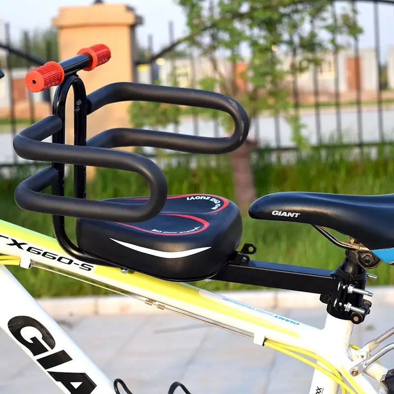 Assento de segurança montado na frente para crianças, Sela de bicicleta com pedais, MTB Road Bike Acessórios
