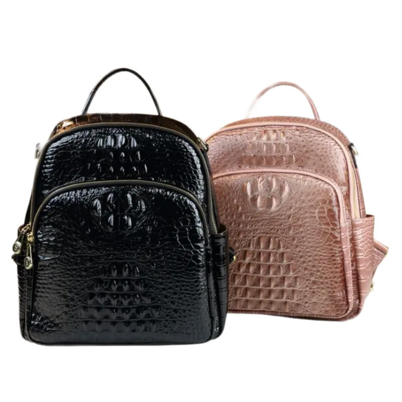Crocodile Pattern Backpack for Women, Large Capacity Laptop Backpack, Business Casual College School Bag Travel Rucksack
