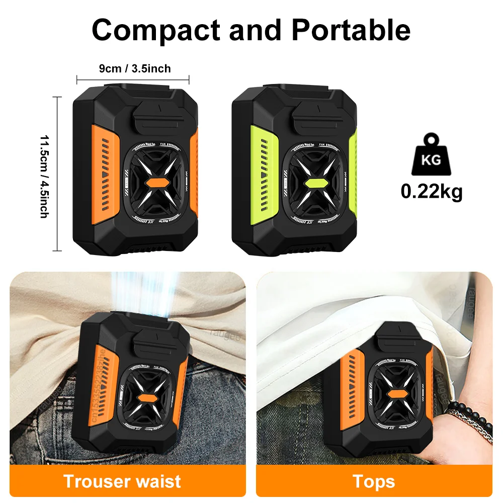 5000Mah Waist Fan Portable Hanging Neck Fan Wearable Shirt Fan With 3 Speed Personal Cool Clip Belt Fan For Outdoor Travel