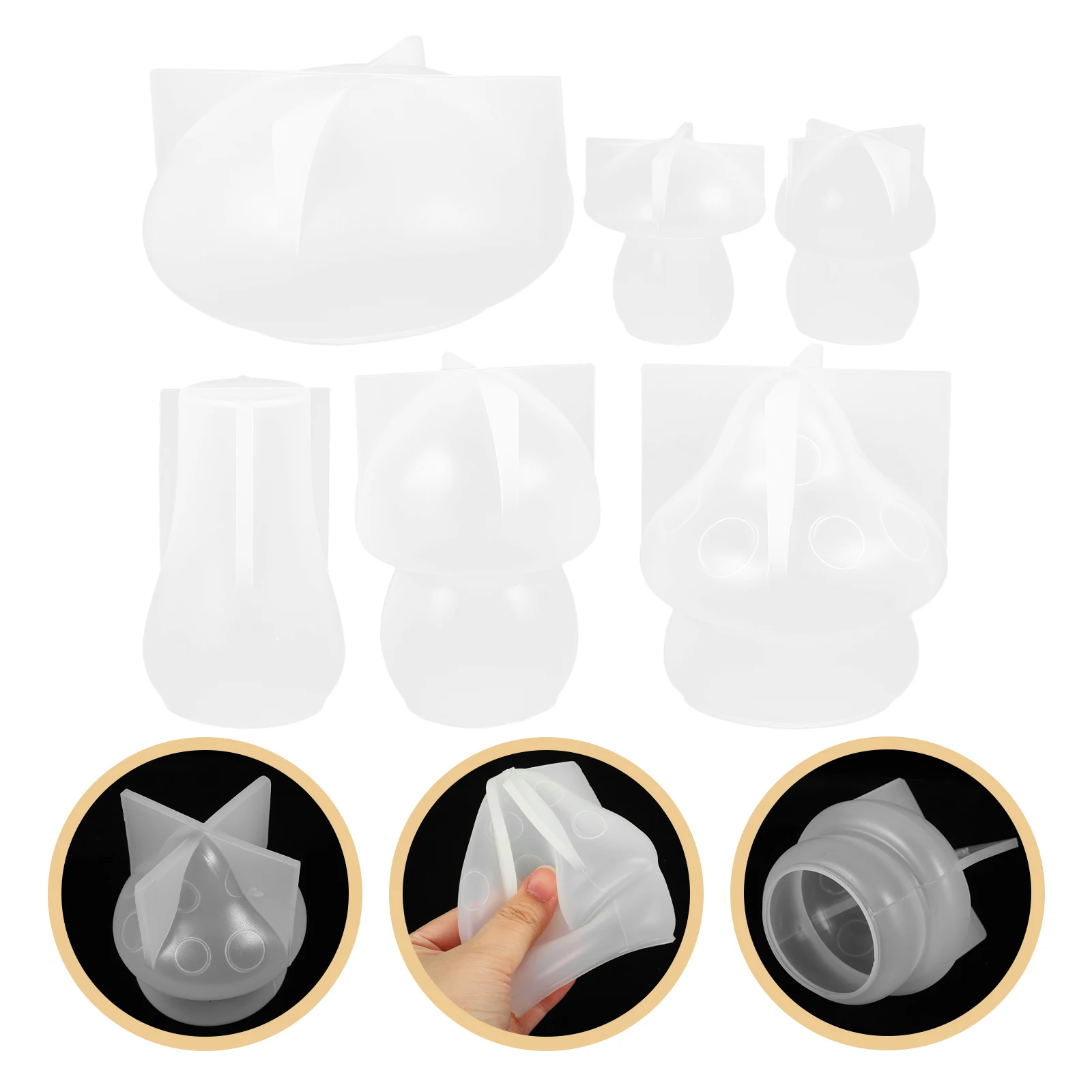 6 Pcs Mushroom Decor Molds for DIY Crafts Silicone Fondant Epoxy Casting Non Stick Flexible Reusable Jewelry Accessories