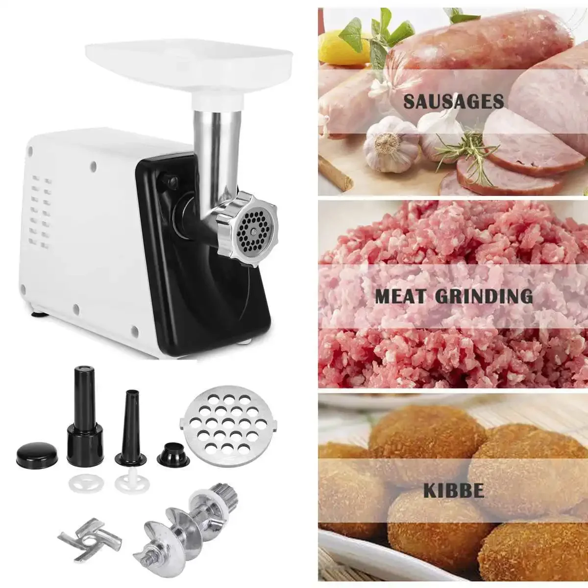 Electric Meat Grinder, Heavy Duty Meat Mincer, Sausage Stuffer Maker, Food Grinder with Sausage & Kubbe Kit, Grinder Plates