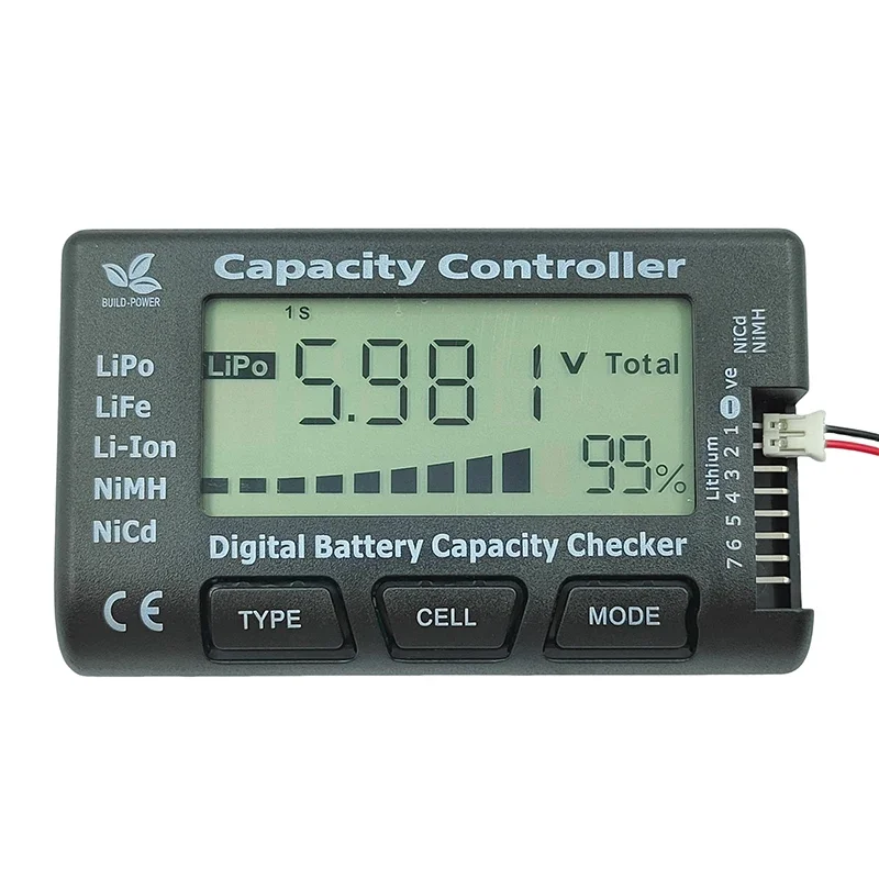CellMeter-7/8 Digital Battery Capacity Tester 1-7S 3S 4S LiPo Li-lon Voltage Meter NiMH Battery Checker for Cellphones Laptop