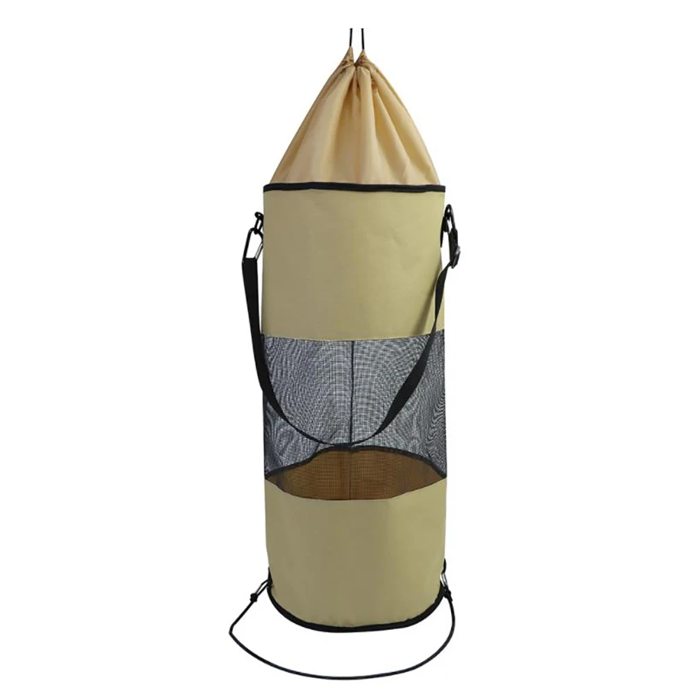 Boat Trash Bag,Oxford Cloth Portable Outdoor Mesh Trash Bag Storage Organizer for Your Boat,Kayak,Yachts,or Camper,Khaki