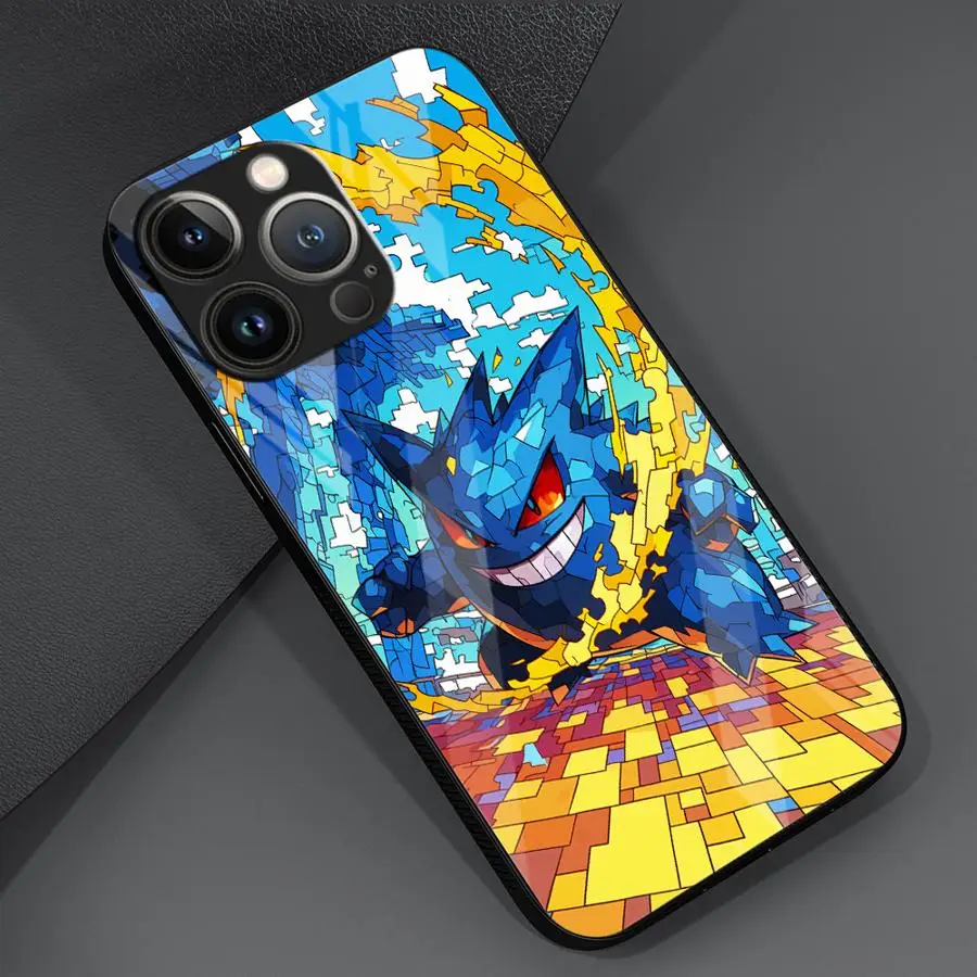 Cute Pikachu Pokemon Phone Cover Glass Case for iPhone 17 Pro Max XR 8 14 15 Plus 11 16 13 12 Air