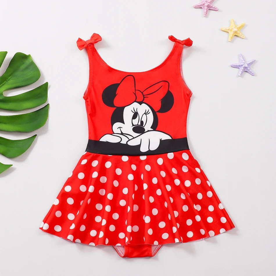 Disney Girl Swimsuit Kids Minnie Mouse Ariel Encanto Isabela New Swimwear Belle Tianna Children Bikini Sets Jasmine Bathing Suit