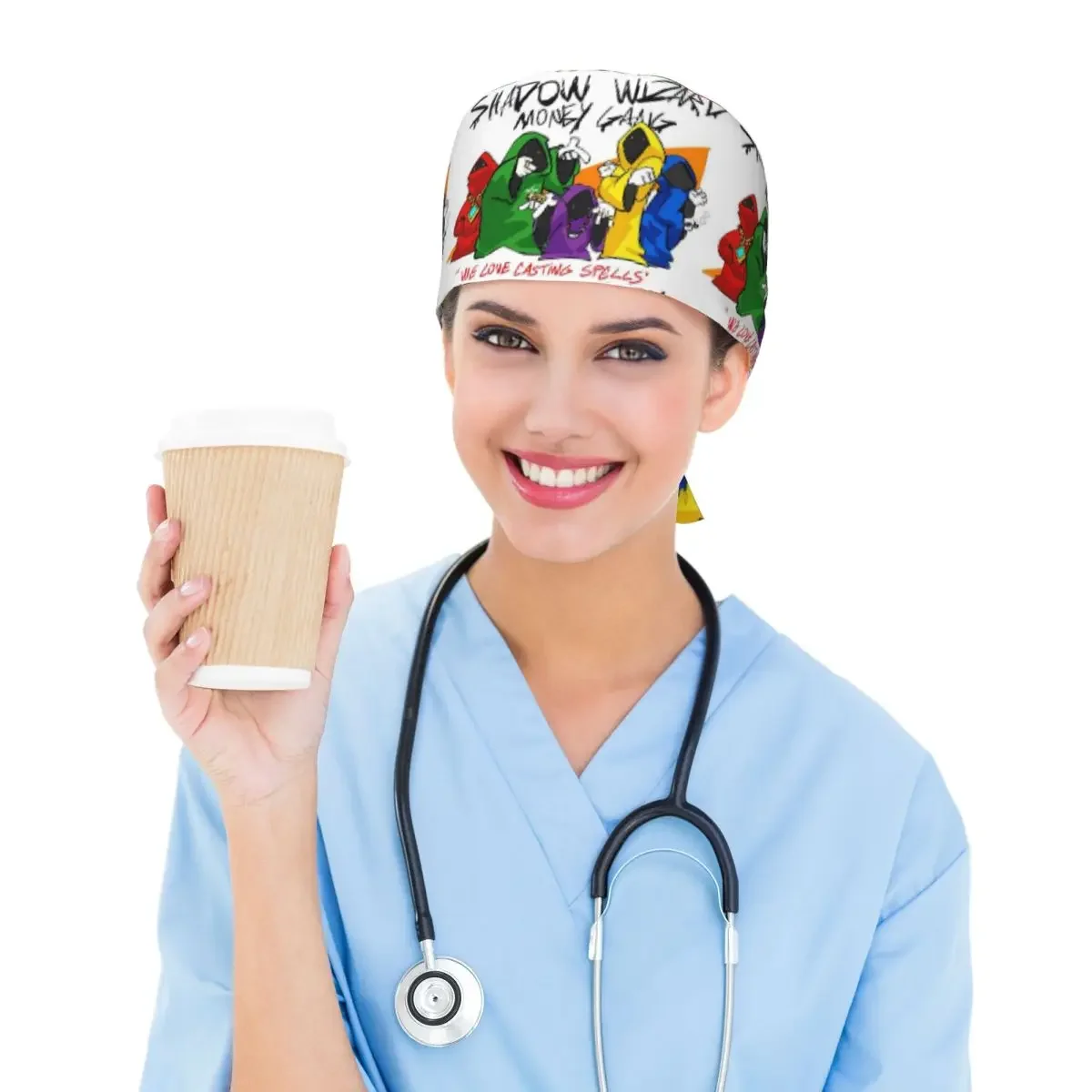 Shadow Wizard Money Gang We Love Casting Spells Scrub Hat Doctor Working Surgical Cap Men Women Nursing Caps for Dentist