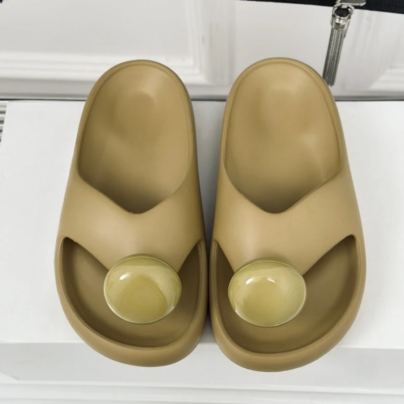 

2025 модный дизайн, женские тапочки на плоской подошве, шлепанцы, шлепанцы из натуральной кожи с круглым носком, однотонные сандалии, уличные лаконичные домашние сандалии