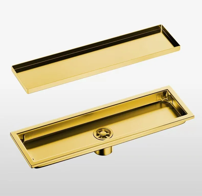 304 Stainless Steel Floor Drain Anti-Odor Bathroom Shower Drainage Rectangle Long Bath Drains for Kithchen Toilet 20-60cm
