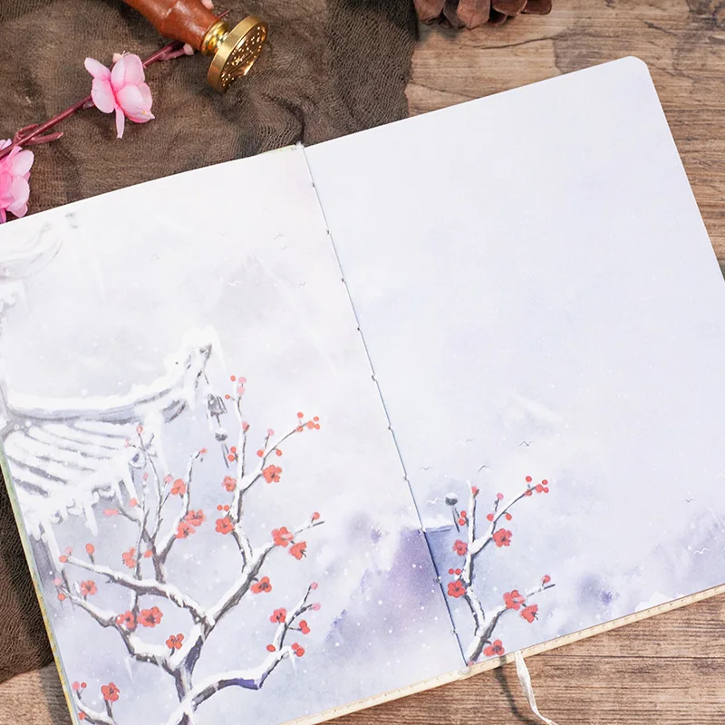 Chinese Style Cute Notebook Beautiful Diary Freehand Sketching School Notebook Stationery Student Notepad Gift