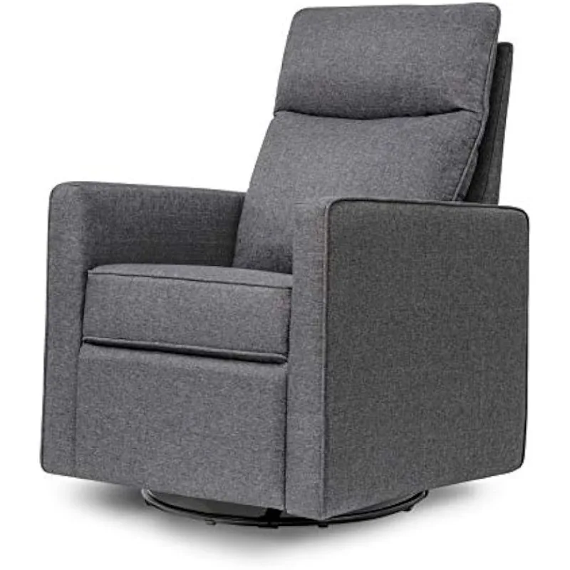 DaVinci Gabby Polyester Pillowback Swivel Glider in Shadow Grey, Greenguard Gold & CertiPUR-US Certified