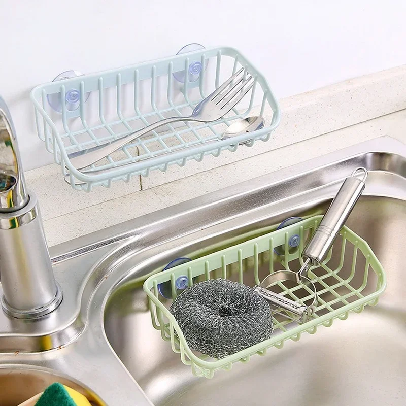 Wash Multifunctional Suction Cup Dishwashing Sponge Holder Hanging Storage Rack Drain Rack Sink Shelf Kitchen Accessories Tool