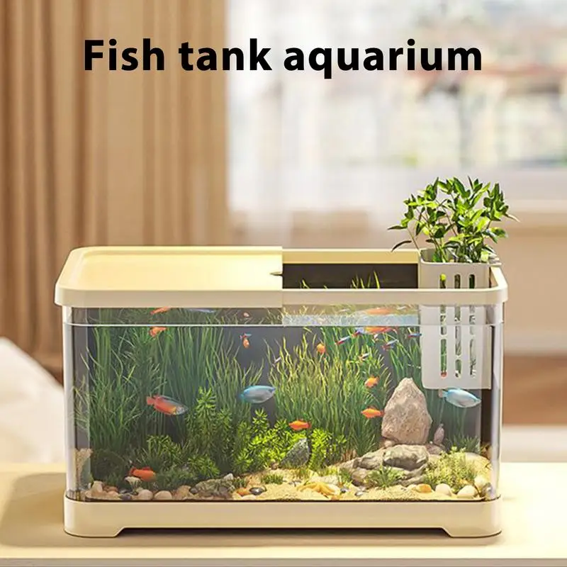 Fish Tank Kit Frameless Low-iron Aquarium Creative Fish Aquarium With Basket Versatile Fish Tanks For Jellyfish Guppy Shrimp