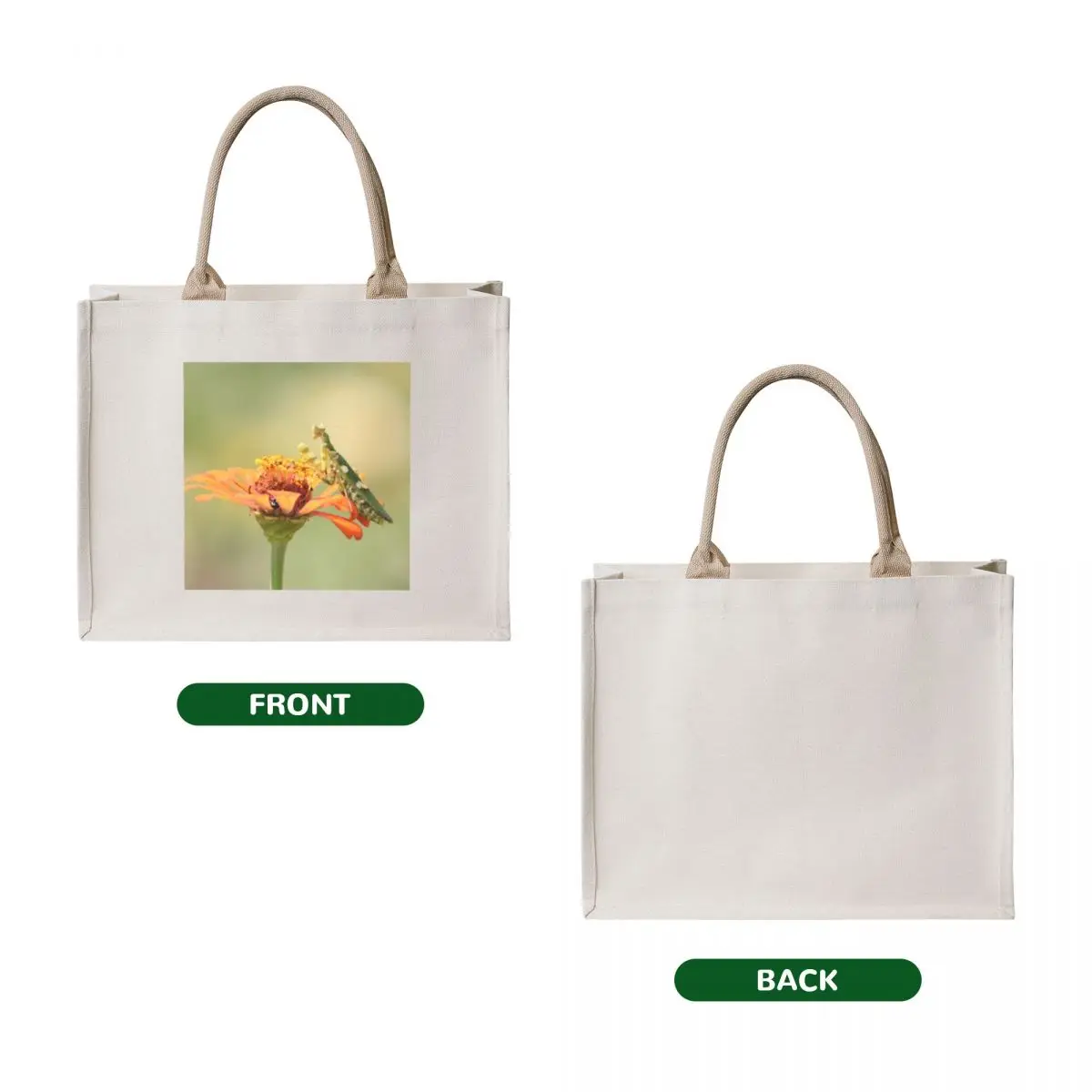 Green Praying Mantis on Flower Tote Bag Women's shopper bag shopping cart bags Cloth bag