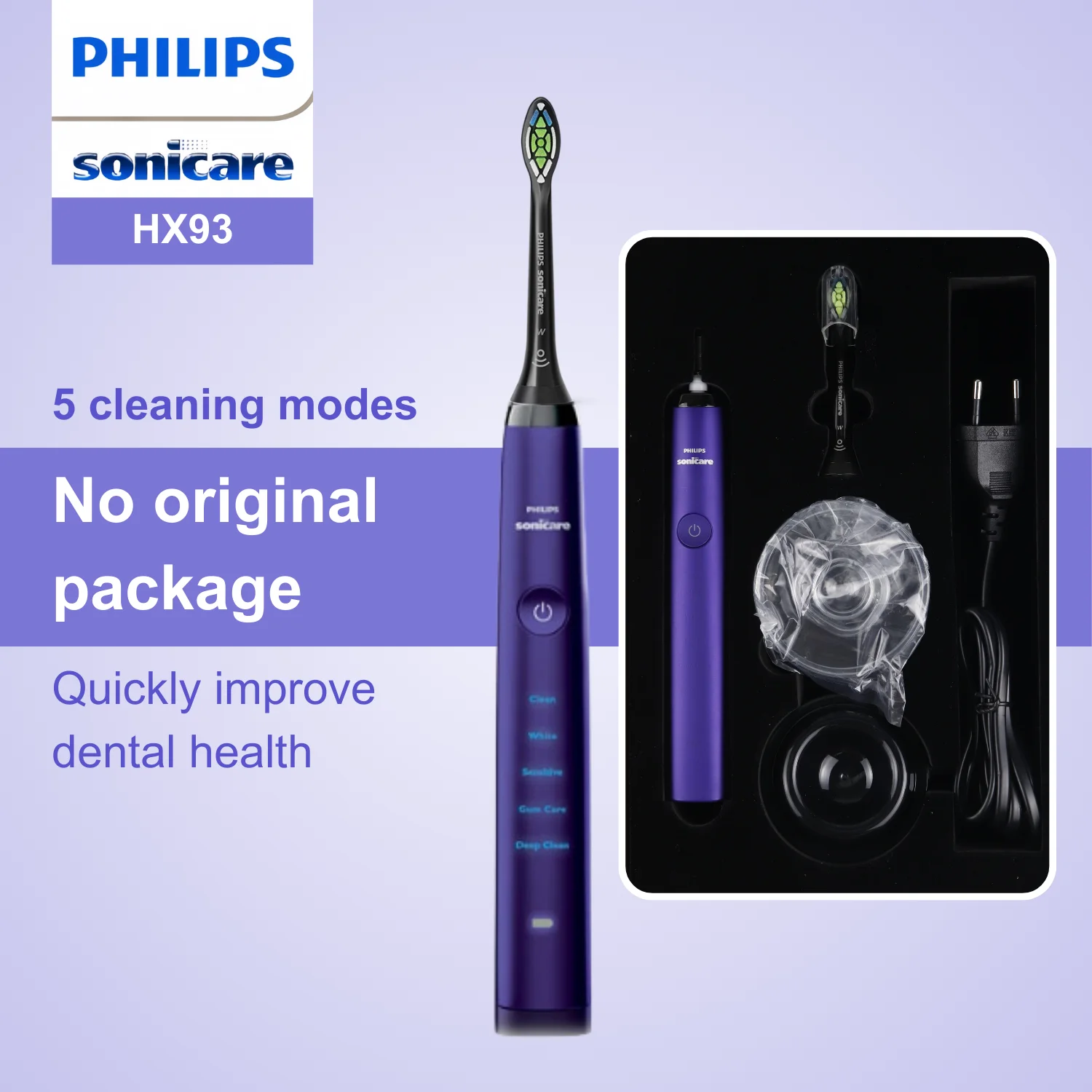 Philips Sonicare Diamond Clean HX93 Electric Toothbrush, No Original Packaging, 5 Modes