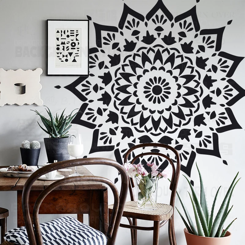 110cm - 150cm Stencil Wall For Painting Decor Plaster Template Furniture Makers Decors Big Large Mandala Ceiling Round S073