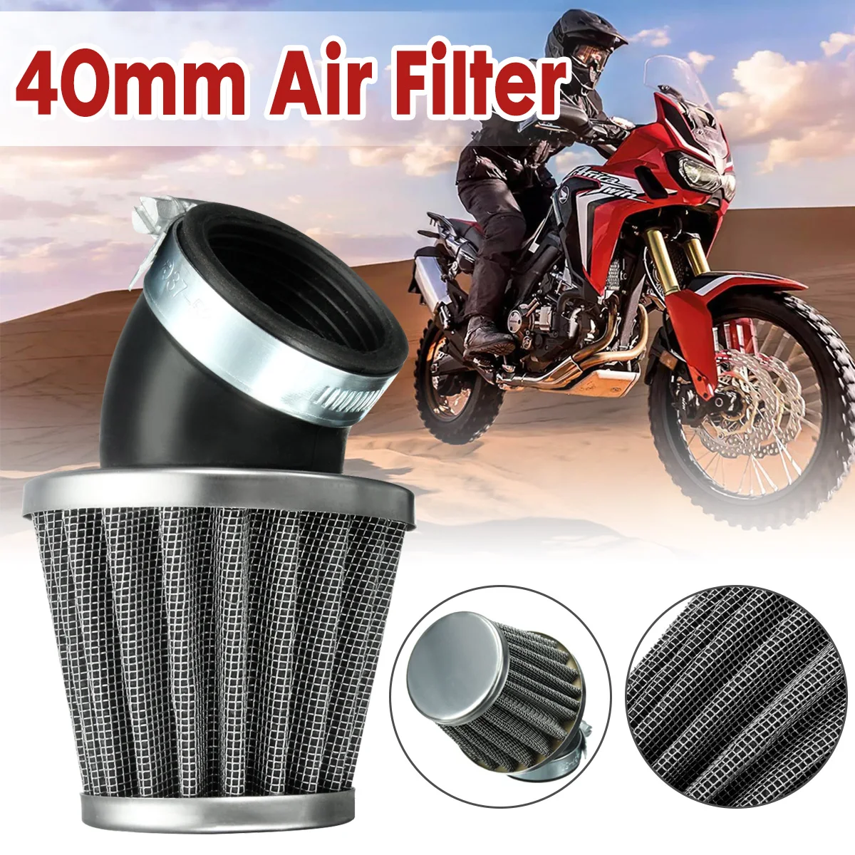 40mm Angled Air Filter Black For 50cc 110cc 125cc 140cc Pit Dirt Bike Motorcylce