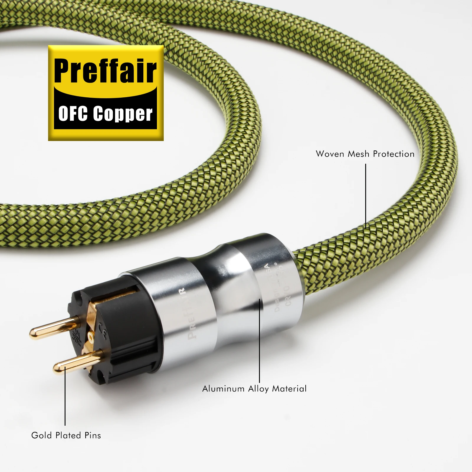 Preffair D503P089G HIFi-Stromkabel, Netzkabel, Schuko/US+C15-Stecker für Audio-CD-Verstärker, Verstärker – Detail 3