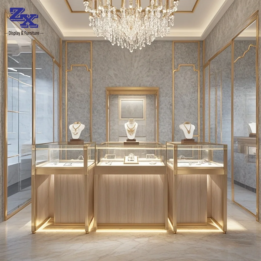 

Custom.High Quality Customized Jewelry Display Counter showcase Jewelry Display Cabinet for Jewelry Store Showroom Interior Desi